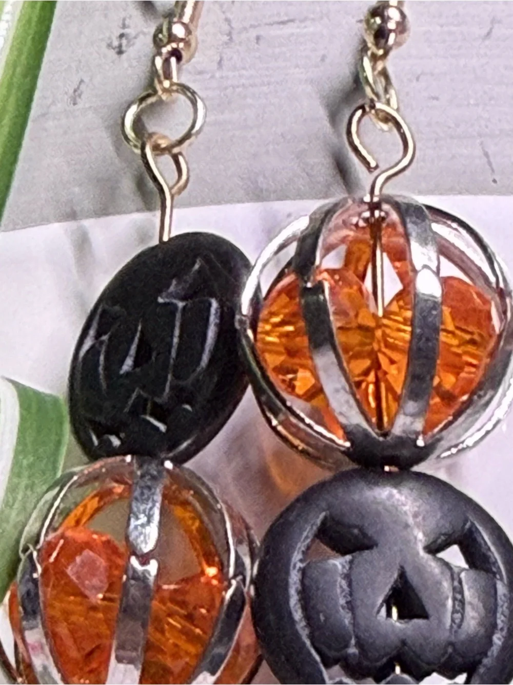 Handmade Spooky Halloween Jack-O-Lantern Beaded Earrings | Goth Fall Spooky